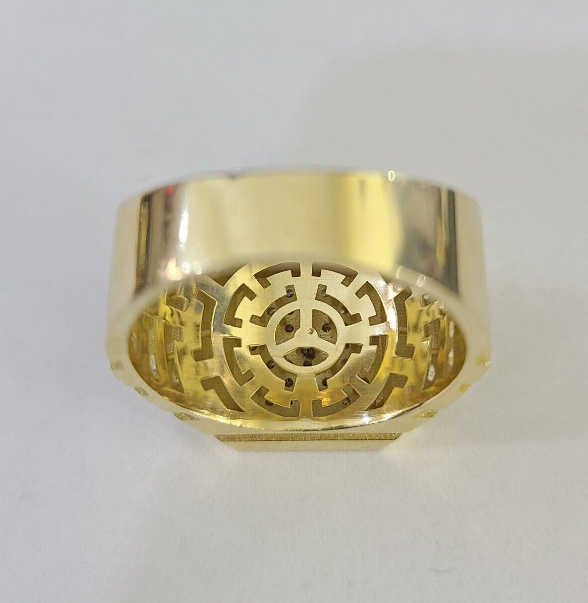 Real 10k Ring Crown Fancy Design Yellow Gold Men Casual 10kt