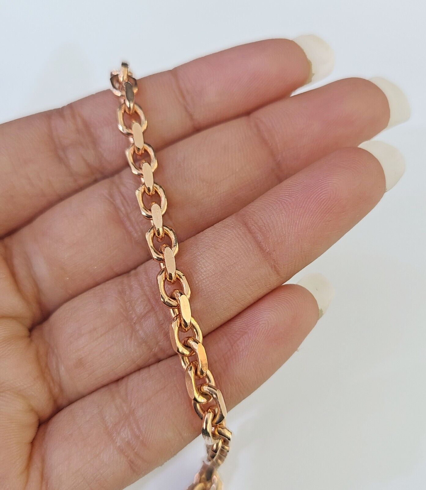 10k Rose Gold Bracelet Rolo Link 4.5mm 9" Inch Solid Men Women 10kt Real