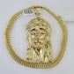 10K Franco Chain Jesus Head Pendant Charm Necklace 20"-26" 5mm Gold Yellow SET