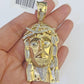 Real 10K Diamond Jesus Head Charm Yellow Gold Pendant Genuine Real