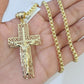 10k Gold Byzantine Necklace Jesus Cross Charm 18-26 inches 3mm SET Chain