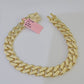 14K Yellow Gold Royal Monaco Cuban Bracelet 11mm 8.5 inches CZ Box Lock