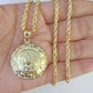 10k 3mm Rope Chain Virgin Mary Pendant 18"-30" Yellow Gold Set Charm Necklace