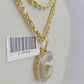 10k 3mm Rope Solid Chain C Diamond Pendant Alphabet 18"-28" Gold Charm Necklace