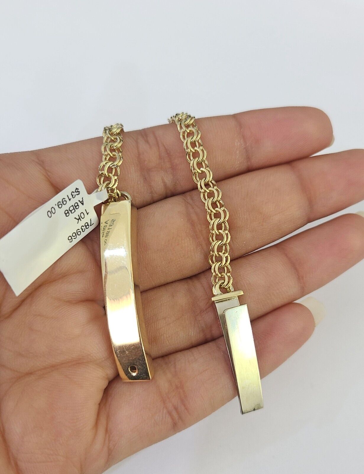 10k Chino ID Bracelet Yellow Gold Box Lock Real 10kt 6"