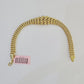 14K Gold Princesa Ring Bracelet 7" 7mm Real Yellow SET Flat Byzantine Link 14Kt