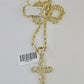 10k Milano Rope Chain Jesus Cross Charm Necklace SET 3mm 18" 20" 22" 24"