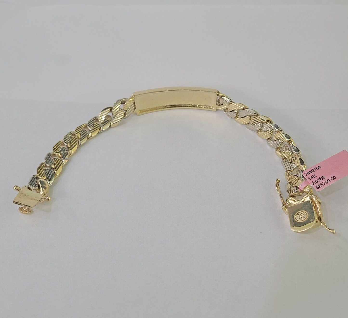 14K Real Gold ID Bracelet Miami Cuban link 12mm 8.5" inches 14kt Diamond Cut