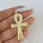 10k Gold Byzantine Necklace Ankh Cross Charm 18-28 inch 3mm SET Chain Pendant