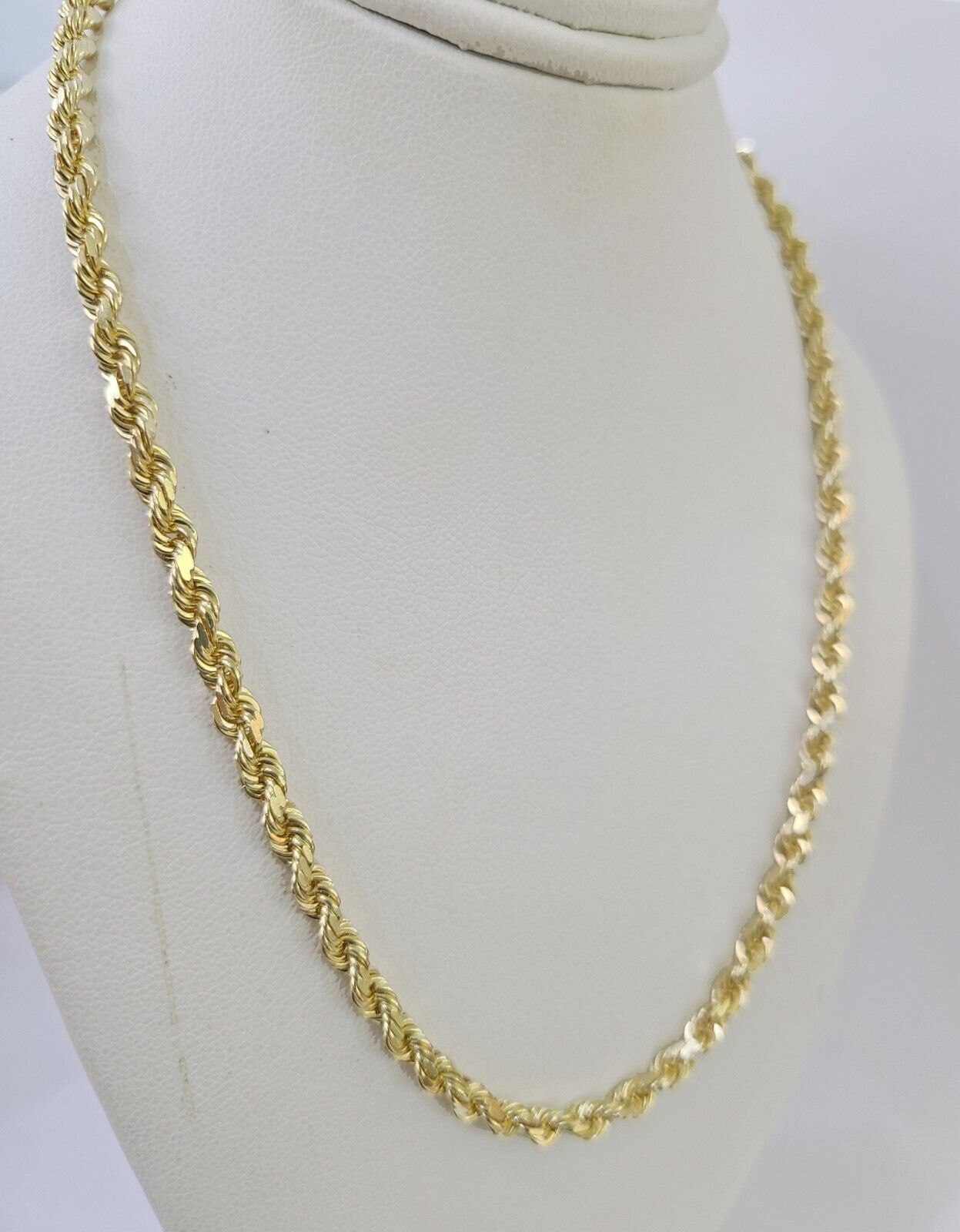 14k Real Solid Rope Chain Yellow Gold 4mm 18"-26" Inch Men Women Genuine