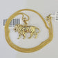 10K Solid Franco Chain Lion Pendant Charm Necklace 18"-24" 1.5mm Yellow Gold