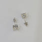 14k White gold Round Earrings Diamond screw-back Lab Created Women Men Studs