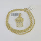 10k Milano Rope Chain Basketball Goal Charm Necklace SET 3mm 18" 20" 22" 24"