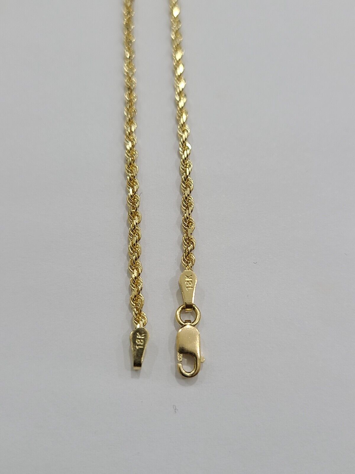 18k Yellow Gold Rope Chain 2mm 16"-24" Inch Real Gold 18kt All Sizes