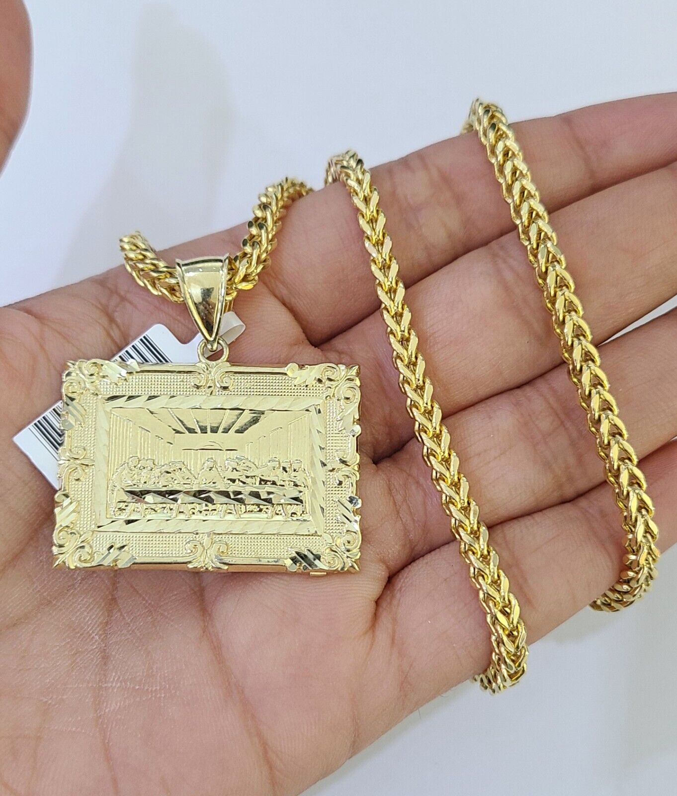 10K Gold Franco Chain Last Supper Charm Length 18-26 inches 3mm REAL Yellow