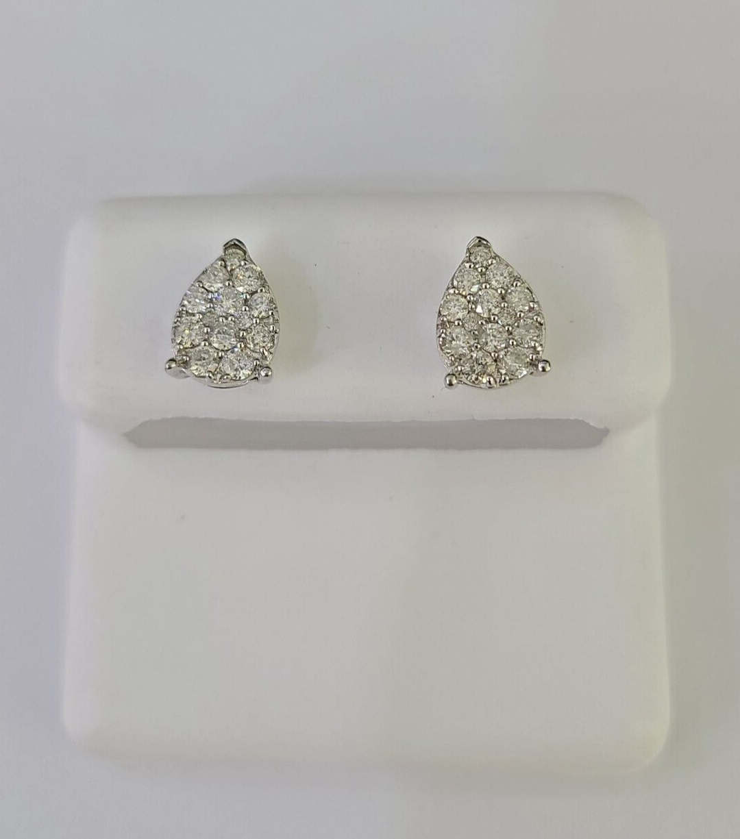 10k Diamond Earrings Yellow Gold Real Screw-Back Women Men Studs Pear Shaped