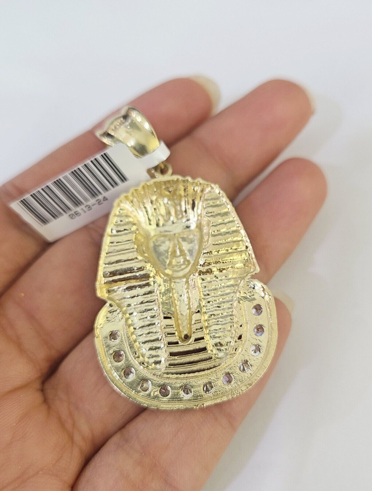 10K Franco Chain Pharaoh Head Pendant Charm Necklace 20"-26" 2.5mm Yellow Gold