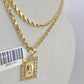 10k Gold Initial O Charm Rope Chain 16"-26" 2.5mm SET Necklace Alphabet Pendant