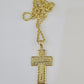 10k 3mm Rope Chain Last Supper Cross Pendant 18"-30" Gold Set Charm Necklace