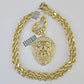 Real 10k Rope Chain Lion Charm Set 5mm 20"-30" Inch Necklace Yellow Gold