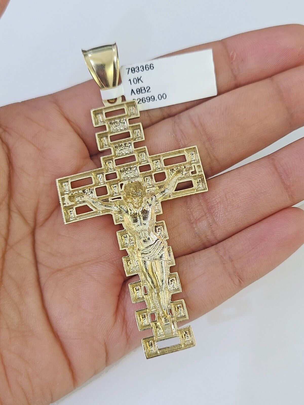 10K Franco Chain Jesus Crucifix Cross Pendant Charm Necklace 20"-26" 3mm Gold