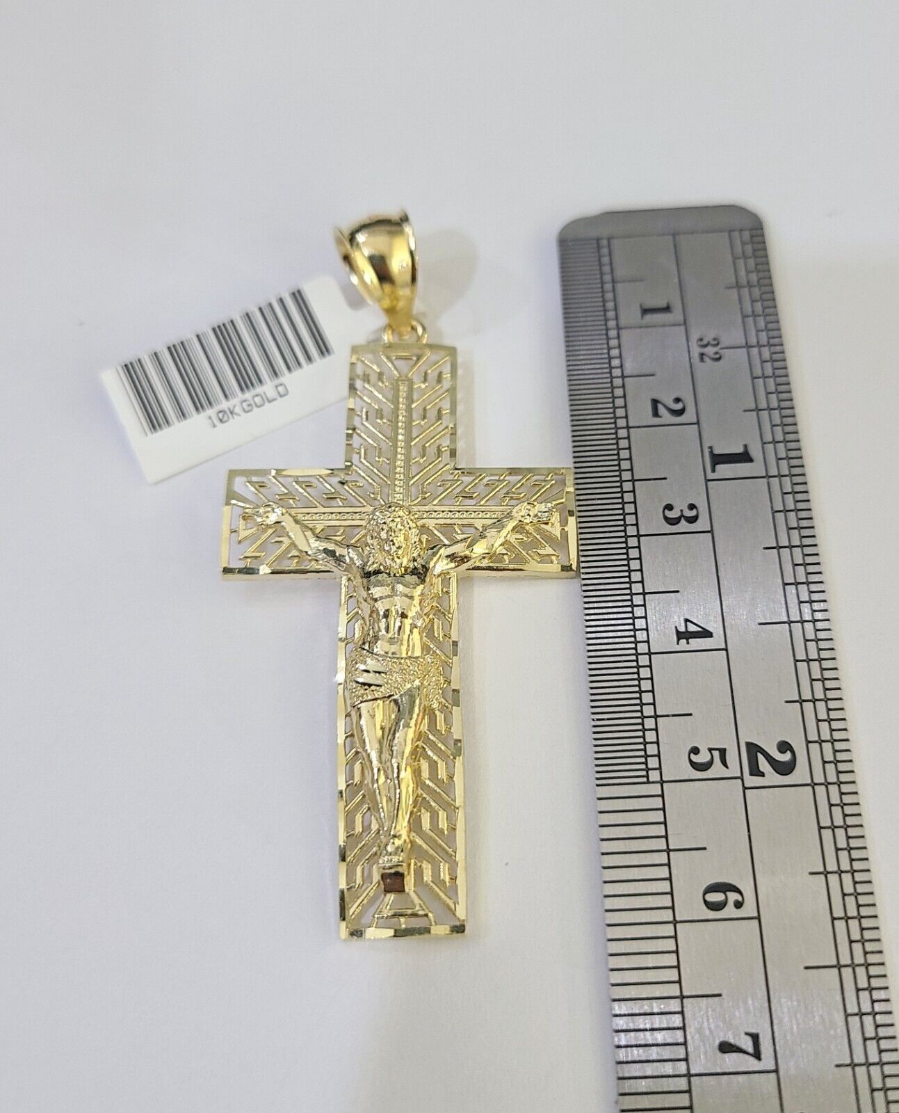 10k Gold Byzantine Necklace Jesus Cross Charm 18-26 inches 3mm SET Chain