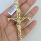 Real 10K INRI Jesus Crucifix Cross Pendant 3" Yellow Gold Charm Genuine