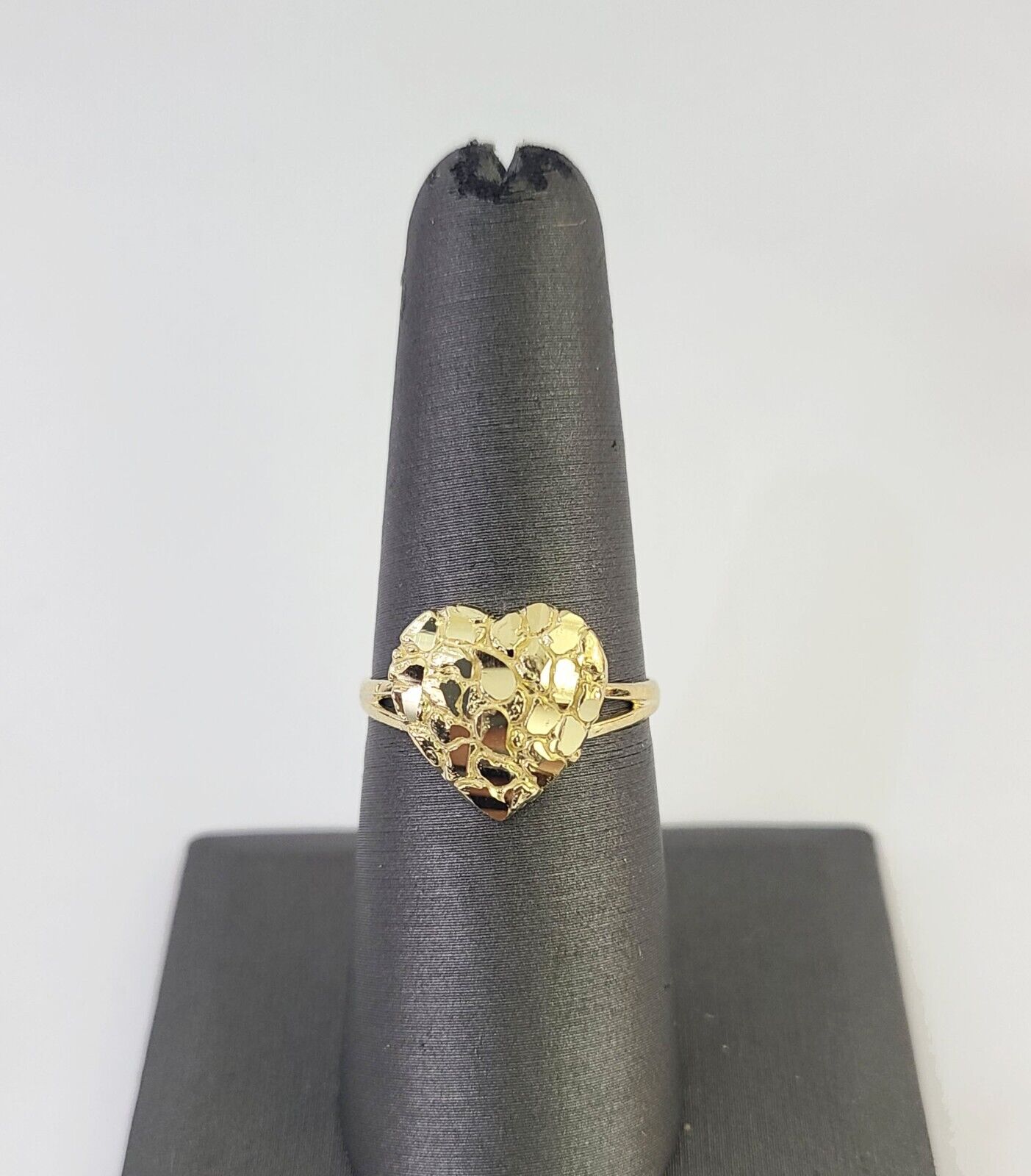 Real 10k Nugget Heart Ring Band Wedding Engagement Women Yellow Gold