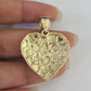 10K Gold Miami Cuban Chain Nugget Heart Charm 18"-24" 3mm REAL Pendant Ladies