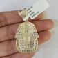 10k Egyptian Pharaoh Head Charm Pendant Yellow Gold 1.5" Inch Men Women Real