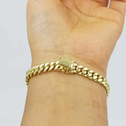 10k Yellow Gold Bracelet Ladies 7 inch Miami Cuban Link Real 10kt 6mm FOR Women