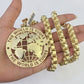 10k Gold Byzantine Necklace World is Yours Charm Pendant 20"-30" 8mm SET Chain