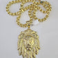 10k Gold Byzantine Necklace Lion Head Charm Pendant 20"-30" 8mm SET Chain