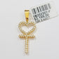 Diamond charm pendant Real 10k gold Natural Diamonds Heart Ankh Cross For Women