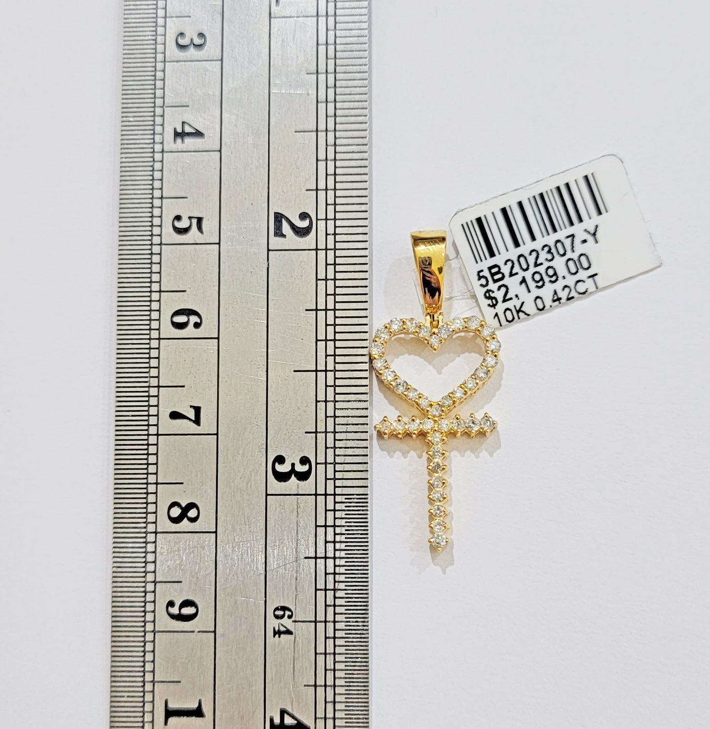 Diamond charm pendant Real 10k gold Natural Diamonds Heart Ankh Cross For Women