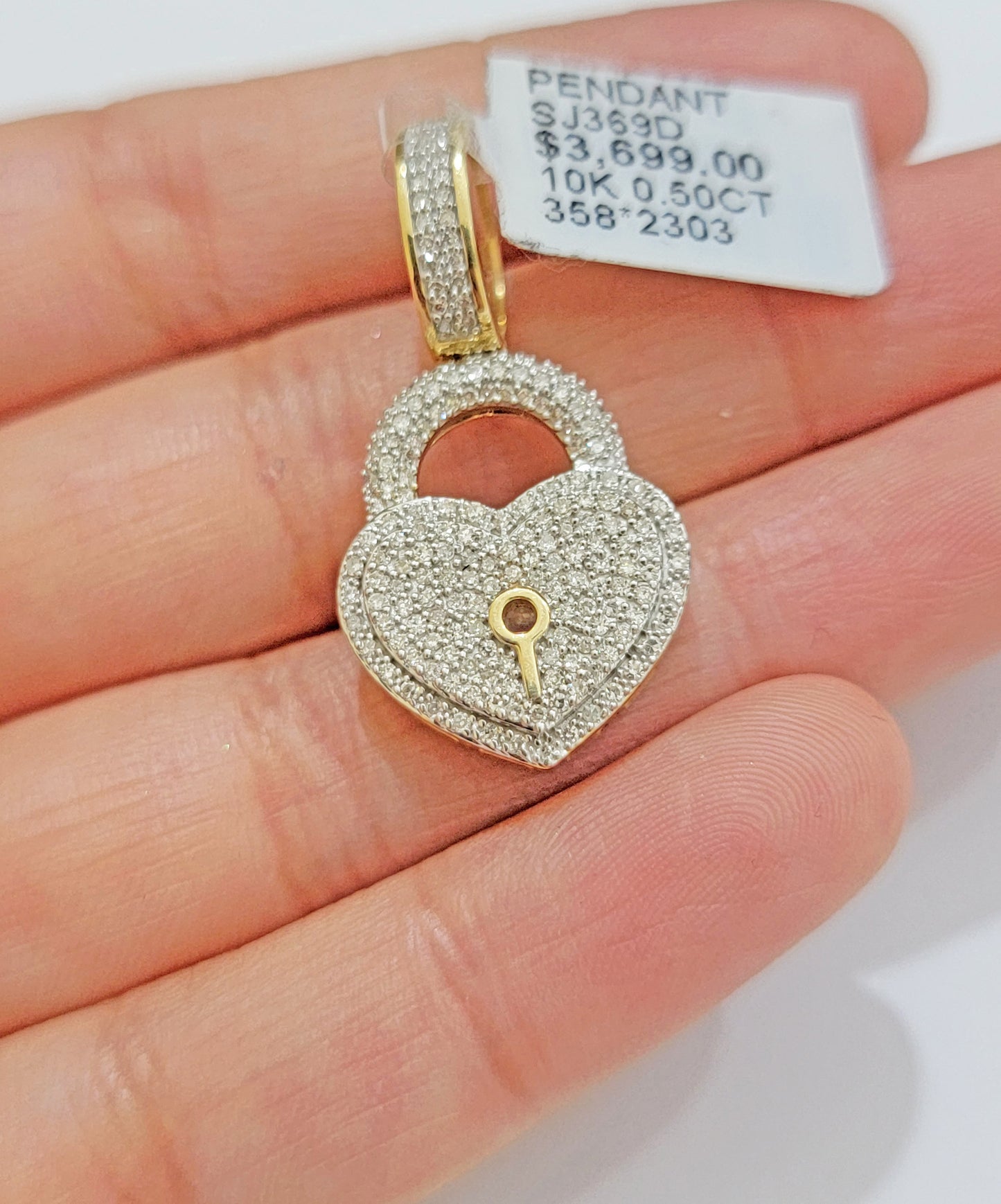 Real Diamond Heart Key charm pendant Real 10k gold 1/2 Natural Diamonds For Men Women