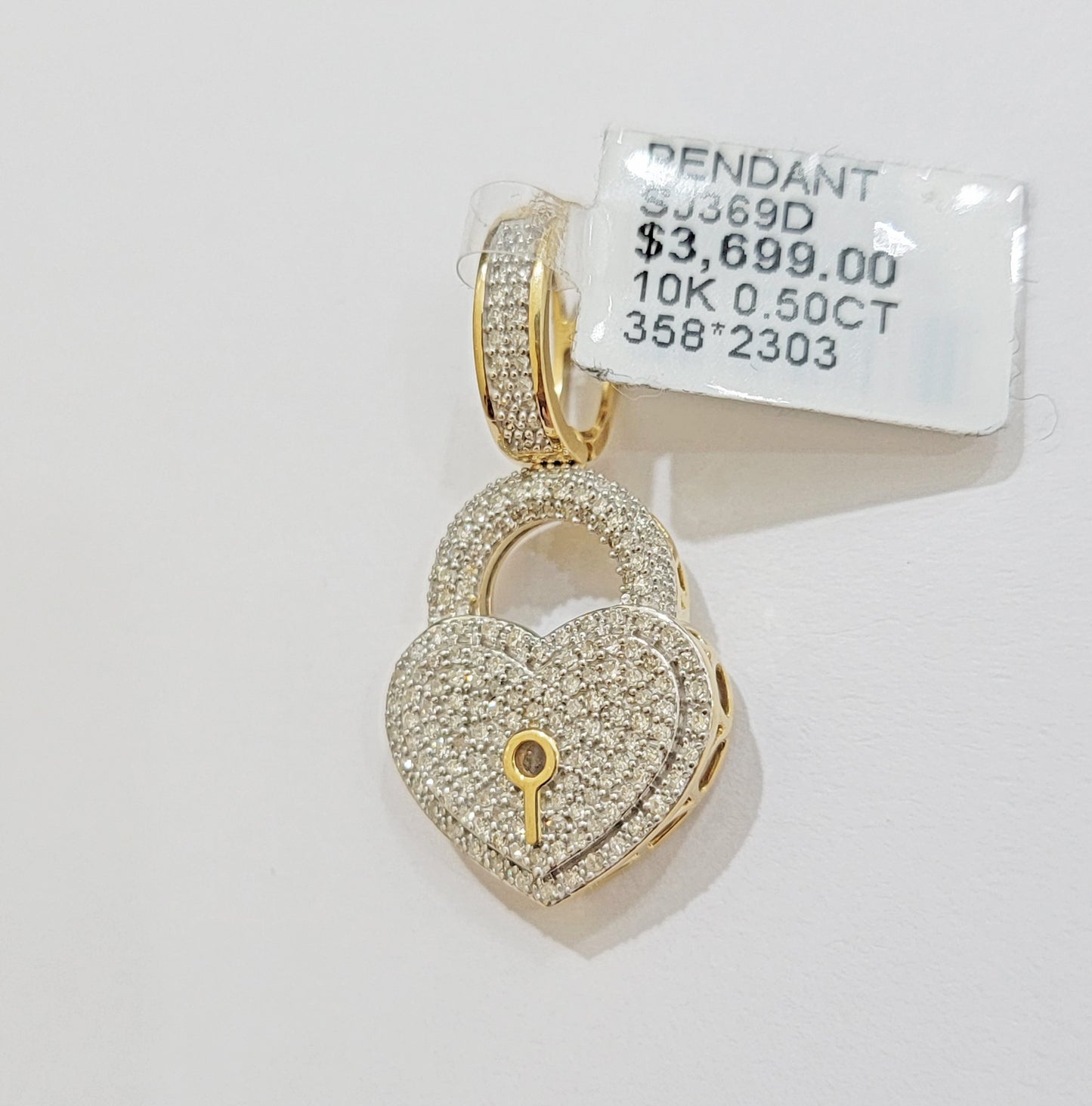 Real Diamond Heart Key charm pendant Real 10k gold 1/2 Natural Diamonds For Men Women