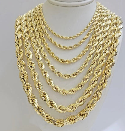 10k Gold Rope Chain 2-8mm Necklace 16"-30" men women Diamond cut REAL 10k