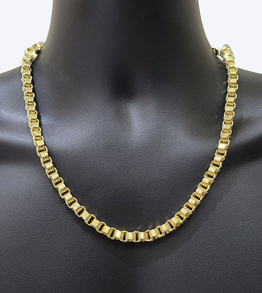 10k Yellow Gold Box Byzantine Chain 7mm 22" inch Unisex Real 10kt Necklace Men's