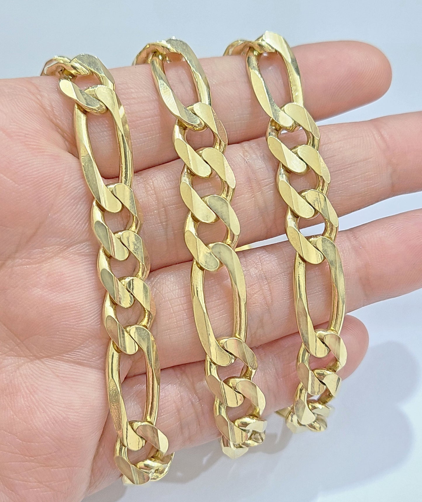 Real 14kt Solid Yellow Gold Figaro Chain 10mm 26'' inches Necklace 14k