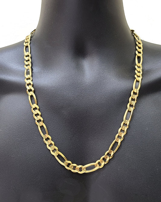 Real 14kt Solid Yellow Gold Figaro Chain 10mm 20'' inches Necklace 14k