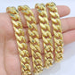 Real 14k Yellow Gold Miami Cuban Link Chain 11mm 24" Necklace Box Lock For Men