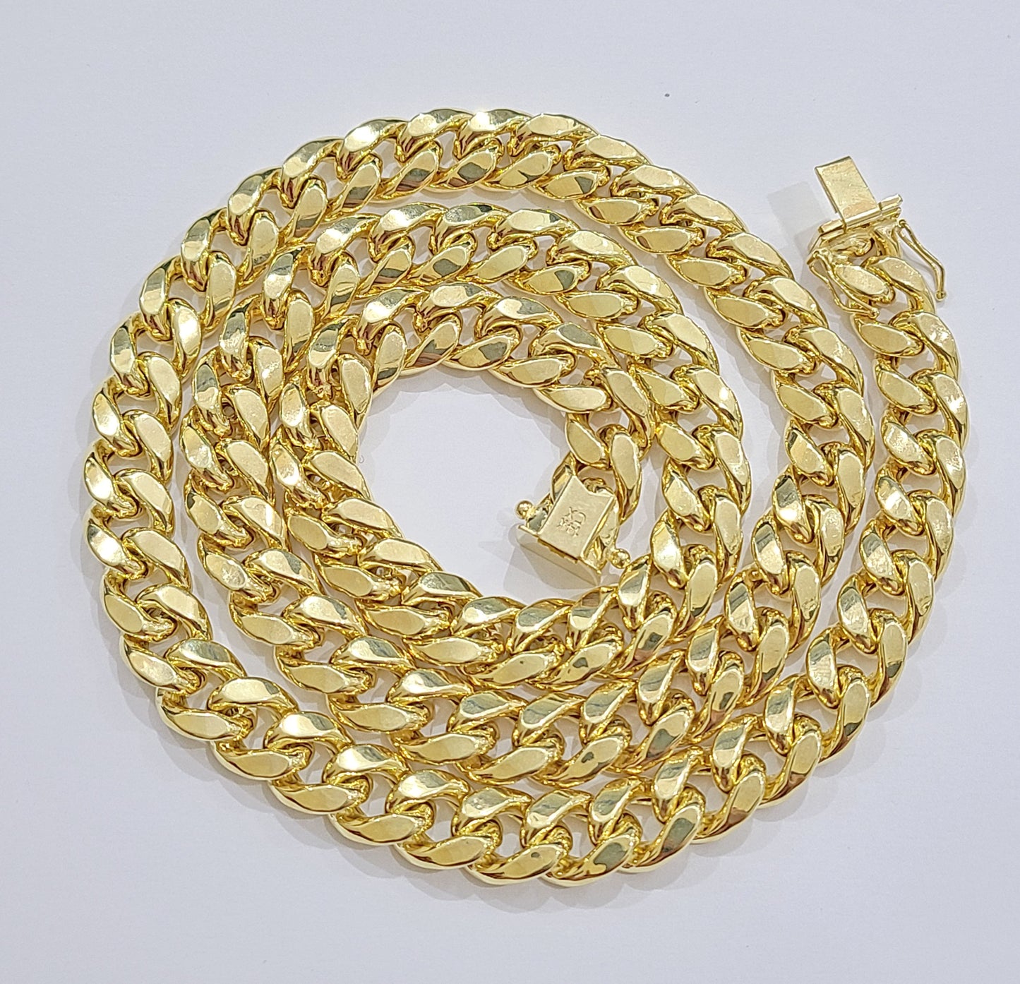 Real 14k Yellow Gold Miami Cuban Link Chain 11mm 28" Necklace Box Lock For Men