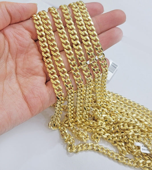 Real 14k Yellow Gold 7mm Miami Cuban Link Chain 22" Necklace Box Lock