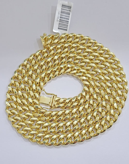 Real 14k Yellow Gold Miami Cuban Link Chain 8mm 26" Necklace Box Lock