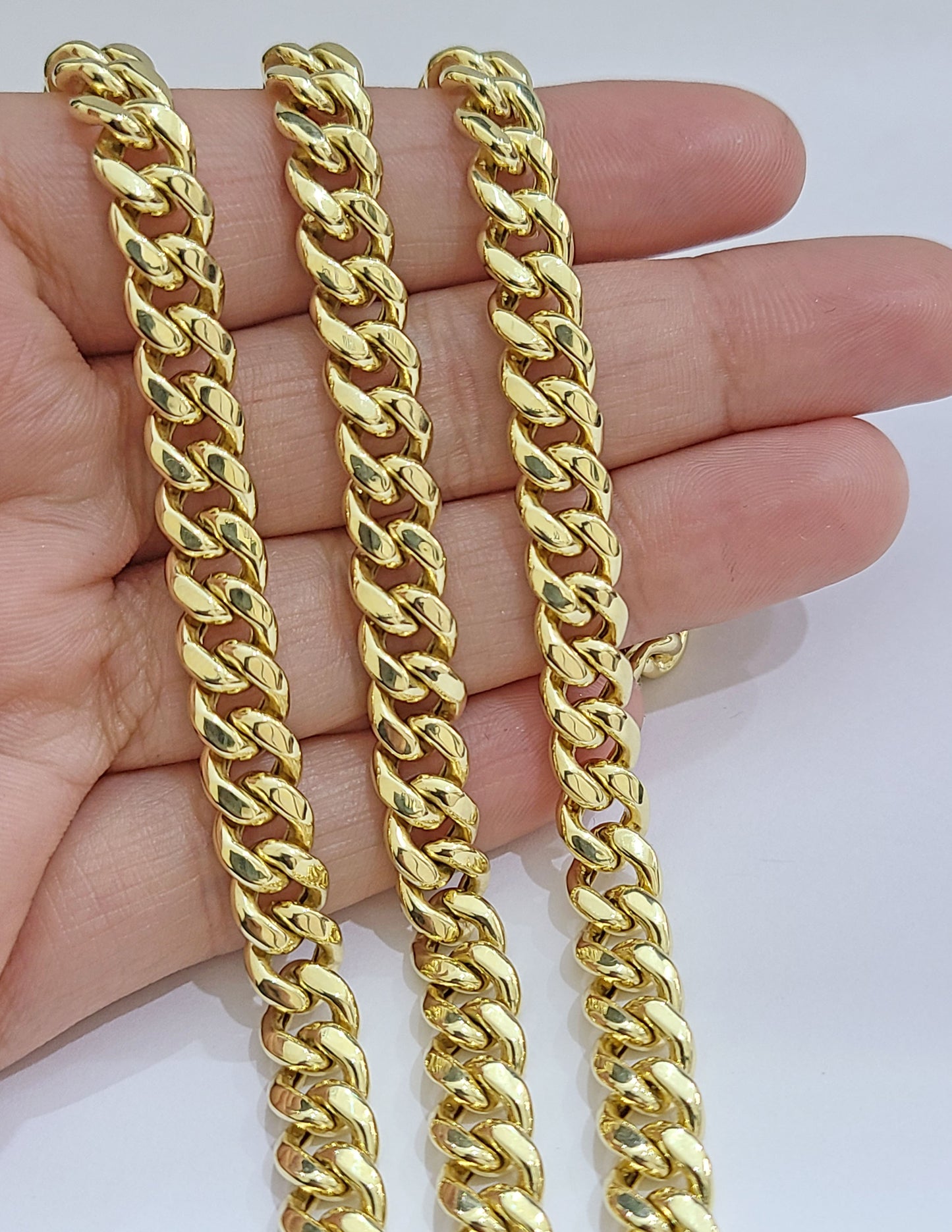 Real 14k Yellow Gold Miami Cuban Link Chain 8mm 18" Necklace Box Lock Choker