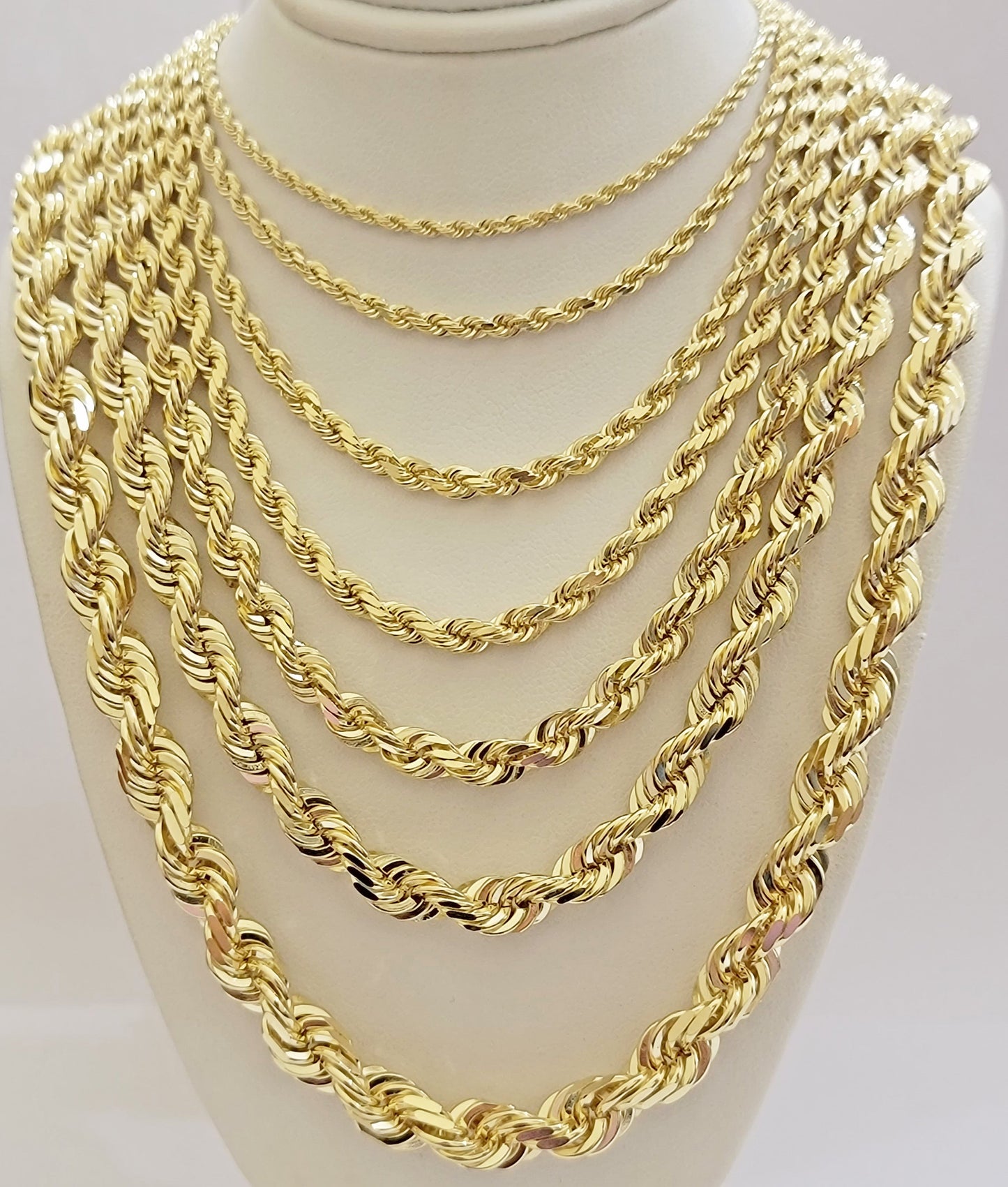 10k Yellow Gold Rope Chain Solid Necklace 6mm 20" Choker Length For Women Men