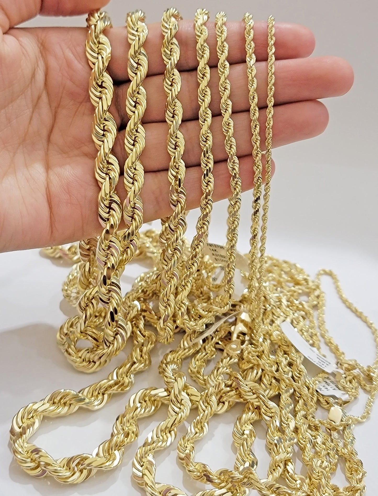 10k Yellow Gold Rope Chain Solid Necklace 6mm 20" Choker Length For Women Men