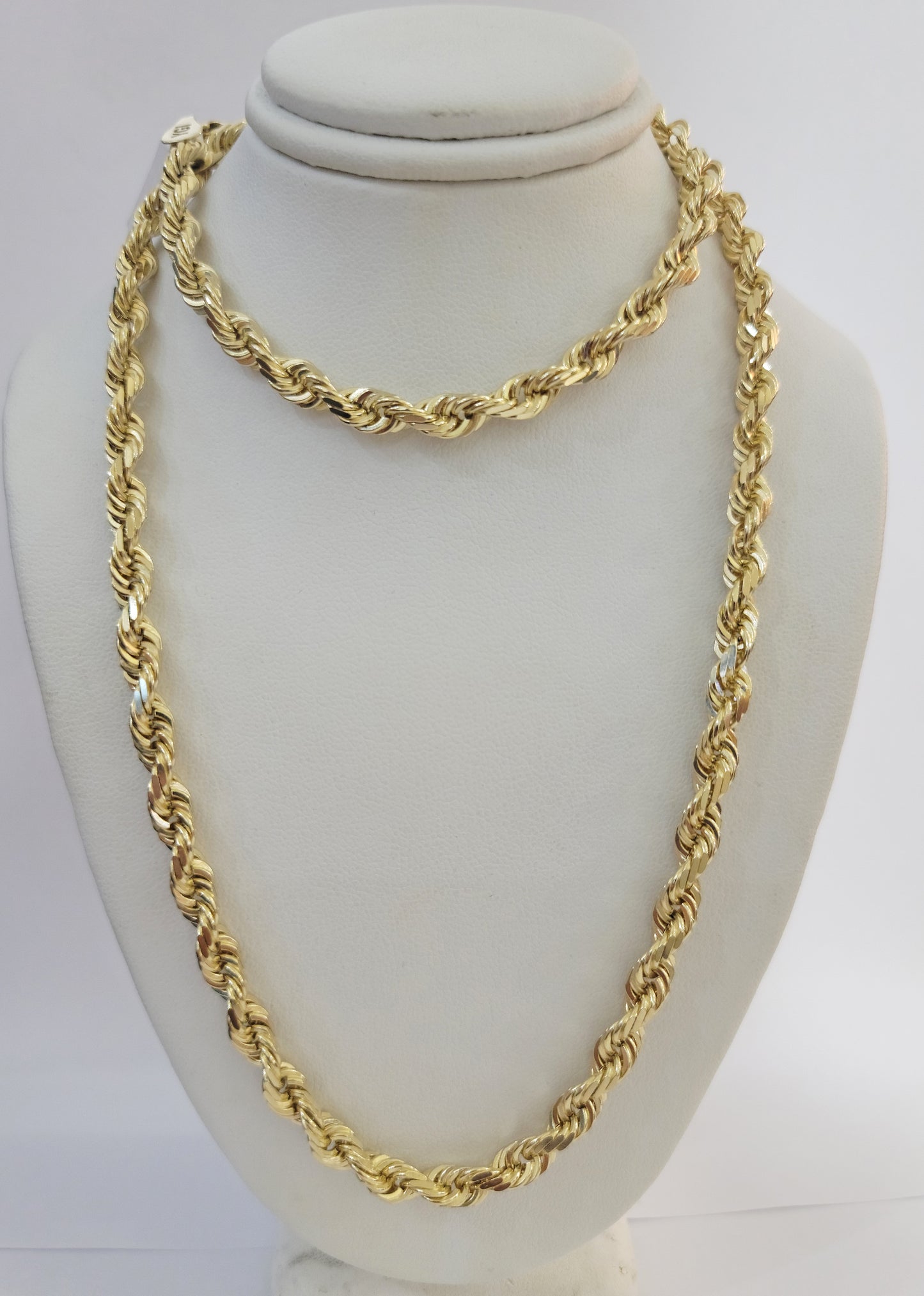 14k Yellow Gold Rope Chain Solid Necklace 6mm 24" Dimond Cut 14KT Real Gold Sale