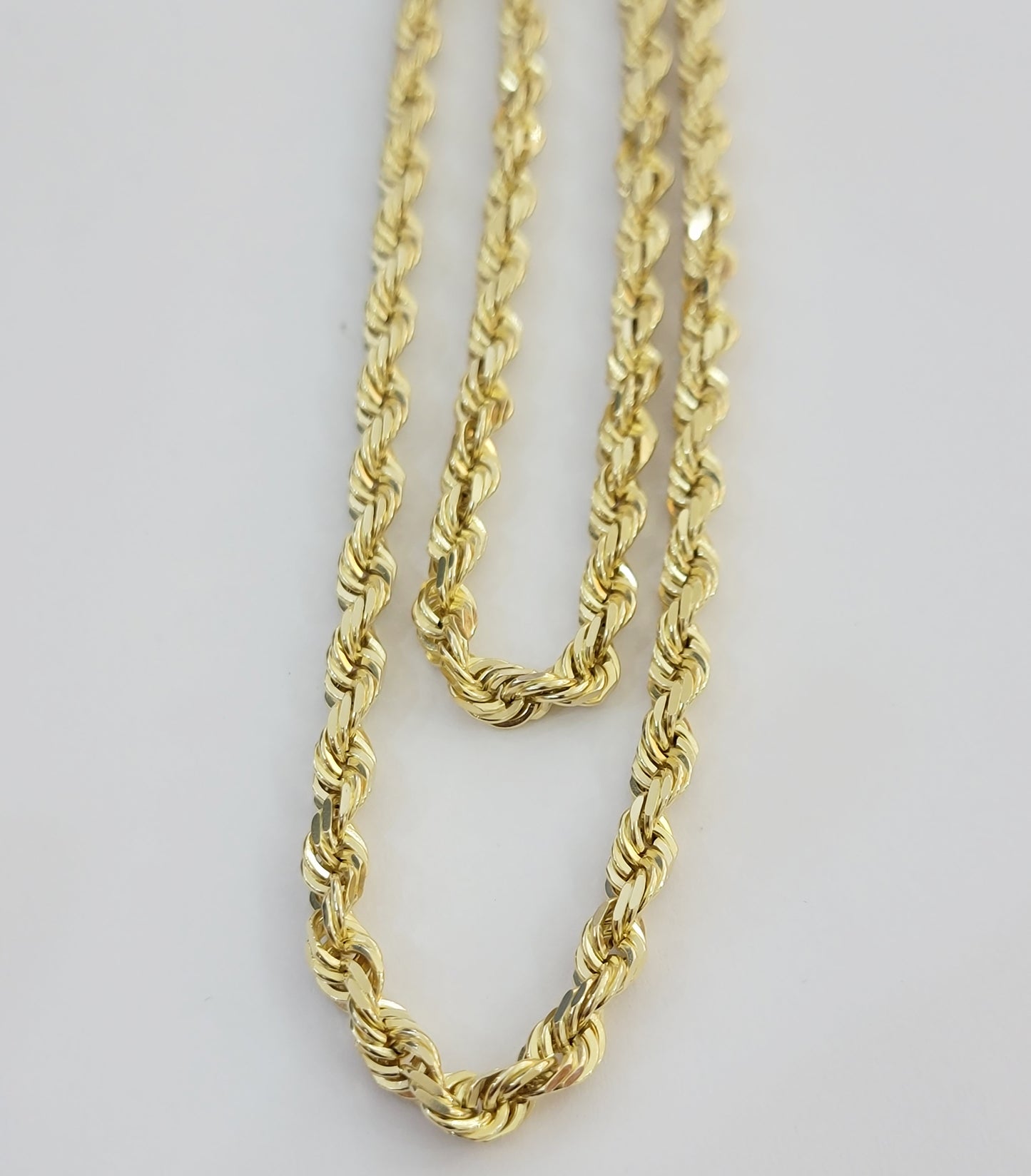 14k Yellow Gold Rope Chain Solid Necklace 6mm 24" Dimond Cut 14KT Real Gold Sale